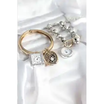 Gold ve Gümüş Renk Bileklik Kombini