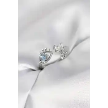 Gözyaşı Model Gümüş Renk Zirkon Taşlı Kadın Yüzük