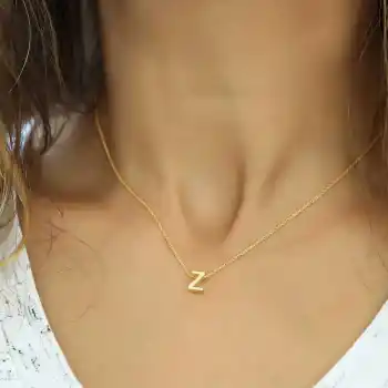 Gümüş 3 Boyutlu Z Harf Gold Bayan Kolye