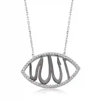 Gümüş Allah Yazılı Bayan Kolye