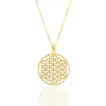 Gümüş Gold Yaşam Çiçeği Kolye