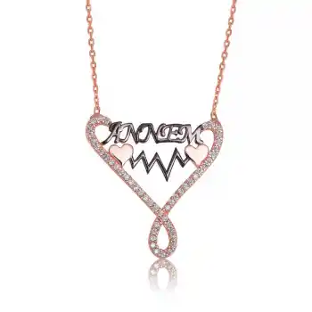 Gümüş Annem Yazılı Sonsuzluk Bayan Kolye