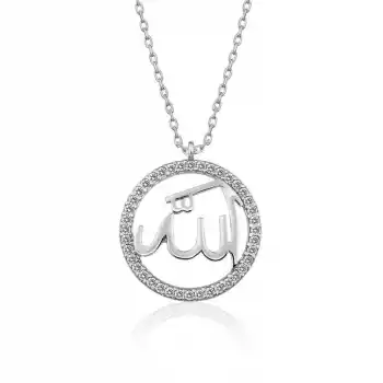 Gümüş Arapça Allah Yazılı Bayan Kolye