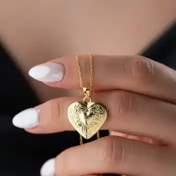 Gümüş Aşk Hatırası Açılır Kalp Kadın Kolye