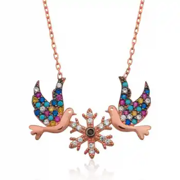 Gümüş Aşk Kuşları Bayan Kolye