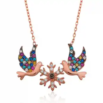 Gümüş Aşk Kuşları Bayan Kolye