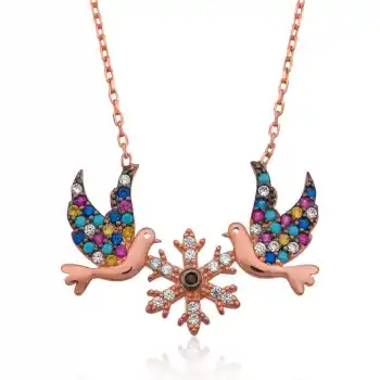 Gümüş Aşk Kuşları Bayan Kolye