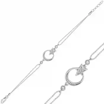 Gümüş Ay Yıldız Bayan Bileklik