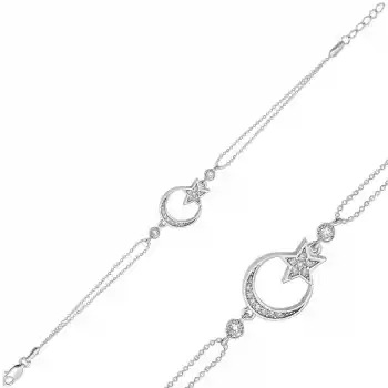 Gümüş Ay Yıldız Bayan Bileklik