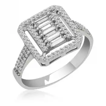 Gümüş Baget Kesim Kadın Yüzük