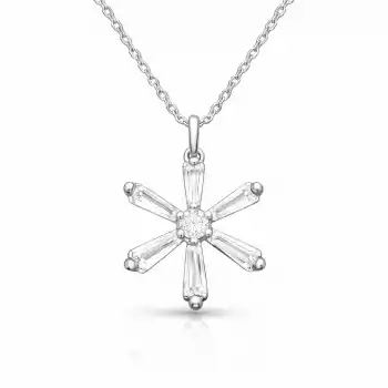 Gümüş Baget Taşlı Çiçek Kadın Kolye