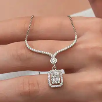 Gümüş Baget Taşlı Gerdanlık Model Kadın Kolye