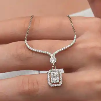 Gümüş Baget Taşlı Gerdanlık Model Kadın Kolye