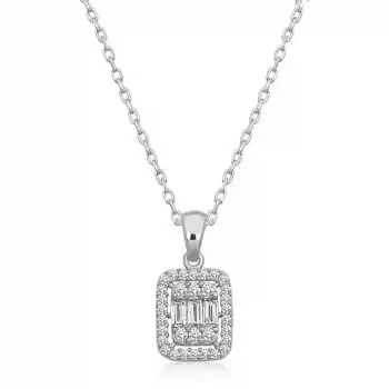 Gümüş Baget Taşlı Kadın Kolye