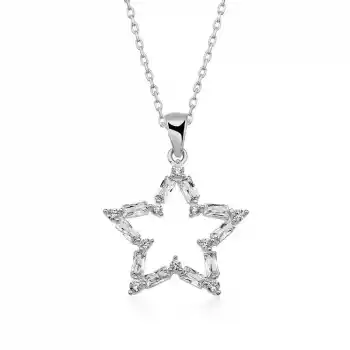 Gümüş Baget Taşlı Yıldız Kolye