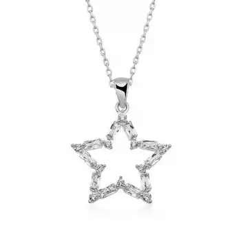 Gümüş Baget Taşlı Yıldız Kolye