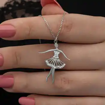 Gümüş Balerin Kadın Kolye