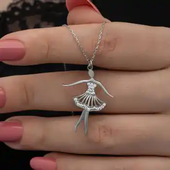 Gümüş Balerin Kadın Kolye