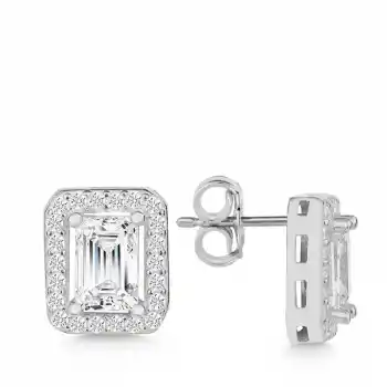 Gümüş Beyaz Baget Taşlı Çivili Kadın Küpe