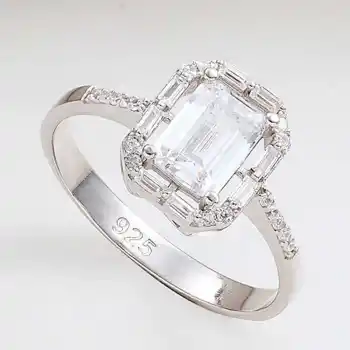 Gümüş Beyaz Baget Taşlı Kadın Yüzük