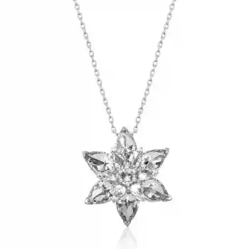 Gümüş Beyaz Lotus Çiçeği Bayan Kolye
