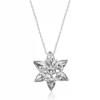 Gümüş Beyaz Lotus Çiçeği Bayan Kolye
