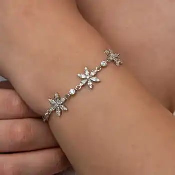 Gümüş Beyaz Lotus Çiçeği Kadın Bileklik