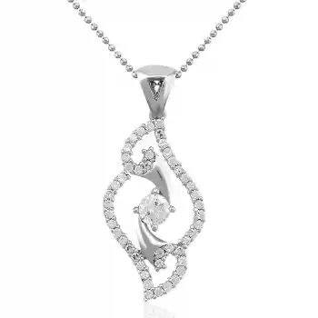 Gümüş Beyaz Taşlı Bayan Kolye