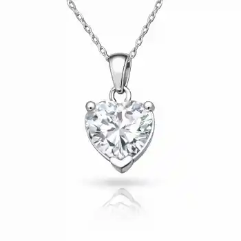 Gümüş Beyaz Taşlı Kalpli Kadın Kolye
