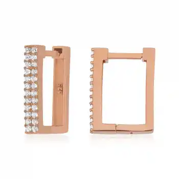 Gümüş Beyaz Taşlı Kare Küpe