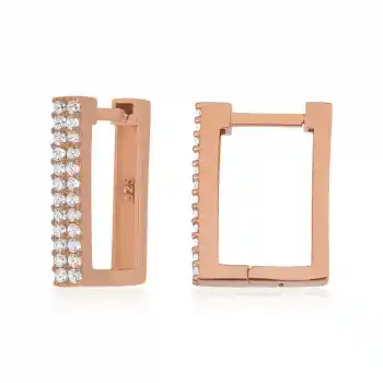 Gümüş Beyaz Taşlı Kare Küpe