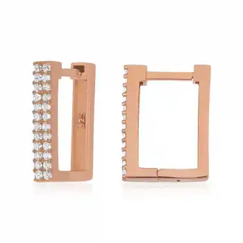 Gümüş Beyaz Taşlı Kare Küpe