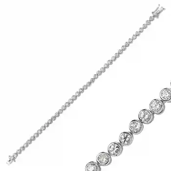 Gümüş Beyaz Taşlı Su Yolu Bayan Bileklik