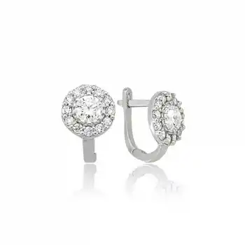 Gümüş Beyaz Yuvarlak Küpe