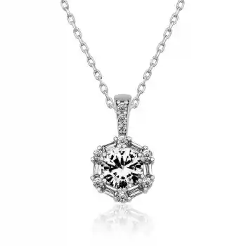 Gümüş Buz Beyazı Baget Taşlı Bayan Kolye