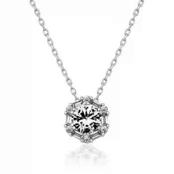 Gümüş Buz Beyazı Baget Taşlı Bayan Kolye