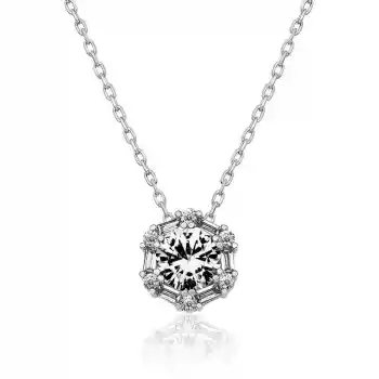 Gümüş Buz Beyazı Baget Taşlı Bayan Kolye