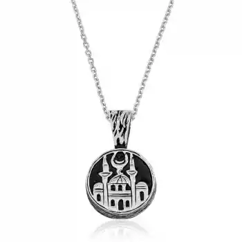 Gümüş Cami Desenli Cevşen Kolye