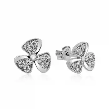 Gümüş Çiçek Çivili Bayan Küpe