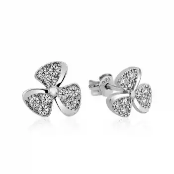 Gümüş Çiçek Çivili Bayan Küpe