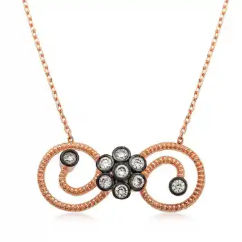 Gümüş Çiçekli Sonsuzluk Bayan Kolye