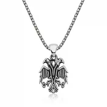 Gümüş Çift Başlı Kartal Erkek Kolye