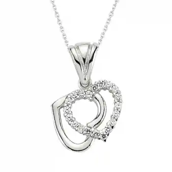 Gümüş Çift Kalpli Bayan Kolye
