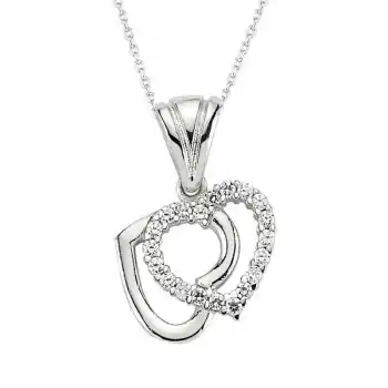 Gümüş Çift Kalpli Bayan Kolye