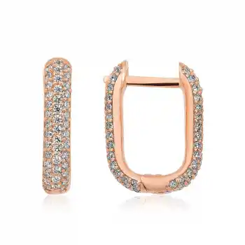 Gümüş Çift Taraflı Beyaz Taşlı J Bayan Küpe