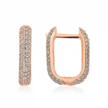 Gümüş Çift Taraflı Beyaz Taşlı J Bayan Küpe