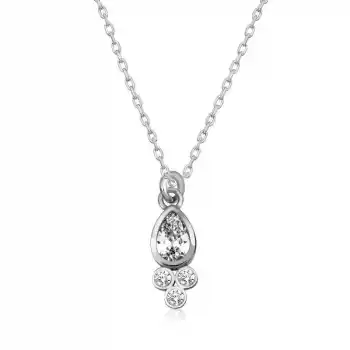 Gümüş Çiğ Damlası Tektaş Bayan Kolye