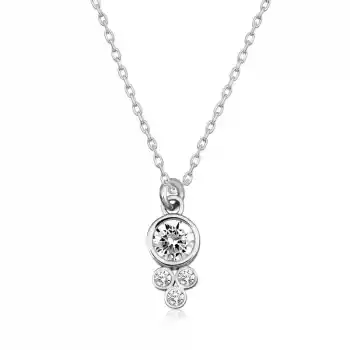 Gümüş Çiğ Damlası Yuvarlak Tektaş Bayan Kolye