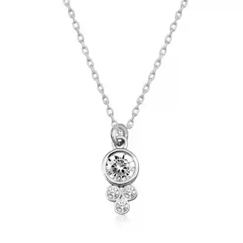 Gümüş Çiğ Damlası Yuvarlak Tektaş Bayan Kolye