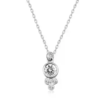 Gümüş Çiğ Damlası Yuvarlak Tektaş Bayan Kolye